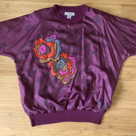 Vintage ADOLFO Sport Women's Shoulder Pads Dolman Sleeves 80s Style Pullover Top - Picture 10 of 10